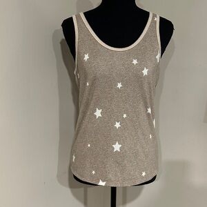 *KAREN NEUBURGER* Tan x White Starry Tank Top Size Small